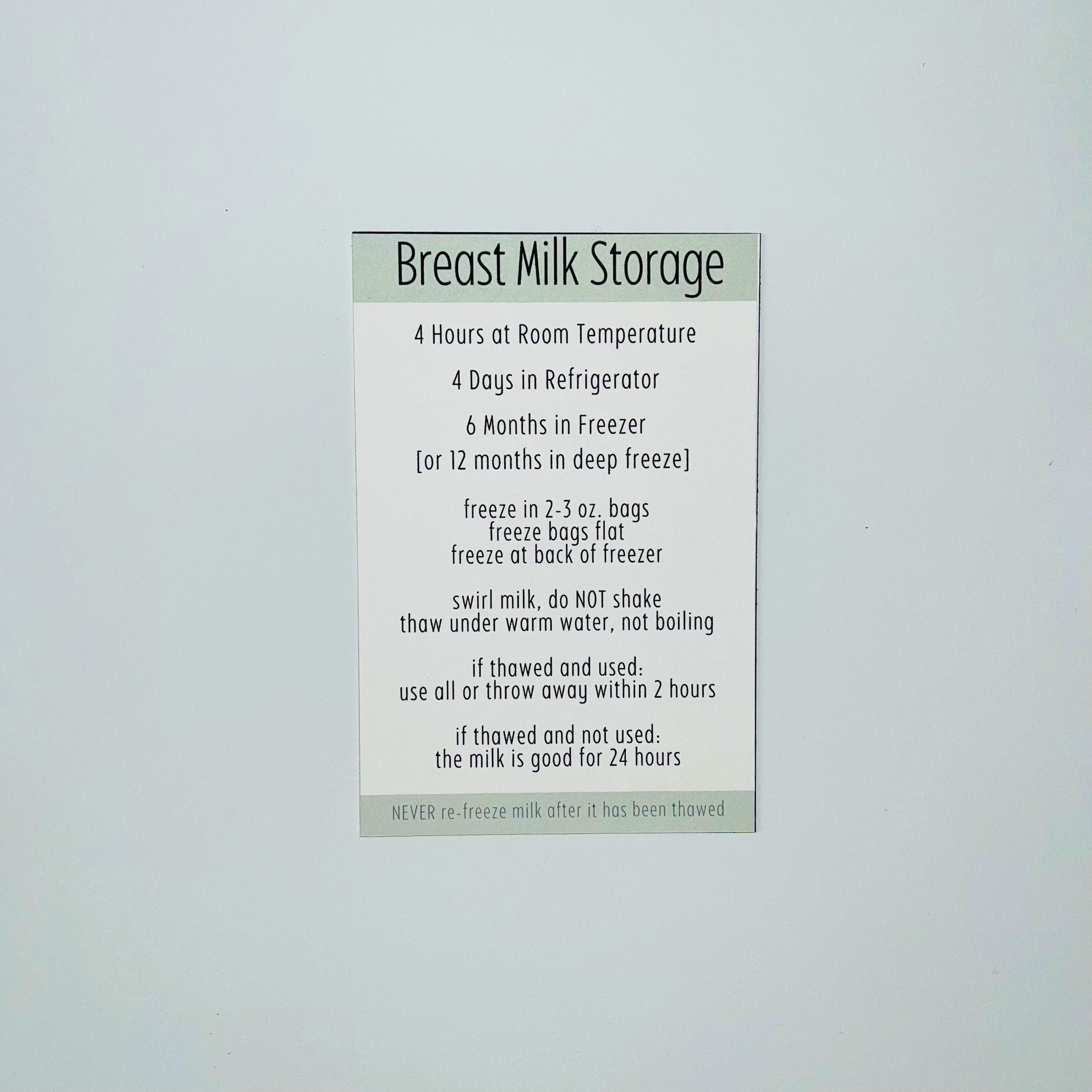 Mini Breastmilk Storage Guidelines Magnet – Baremotherhood