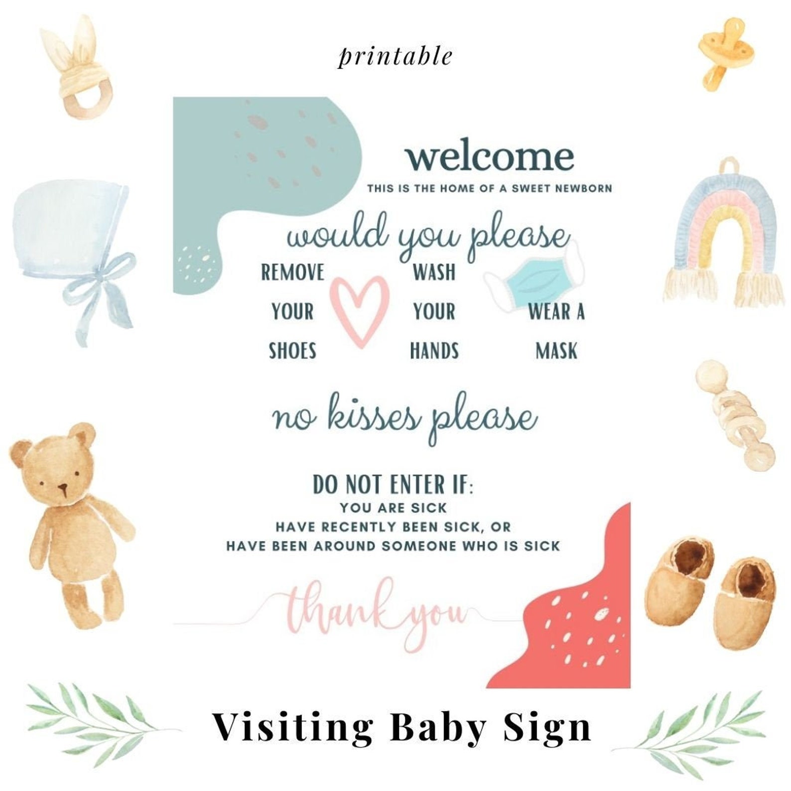 Printable Visiting Baby Rules Sign Etsy