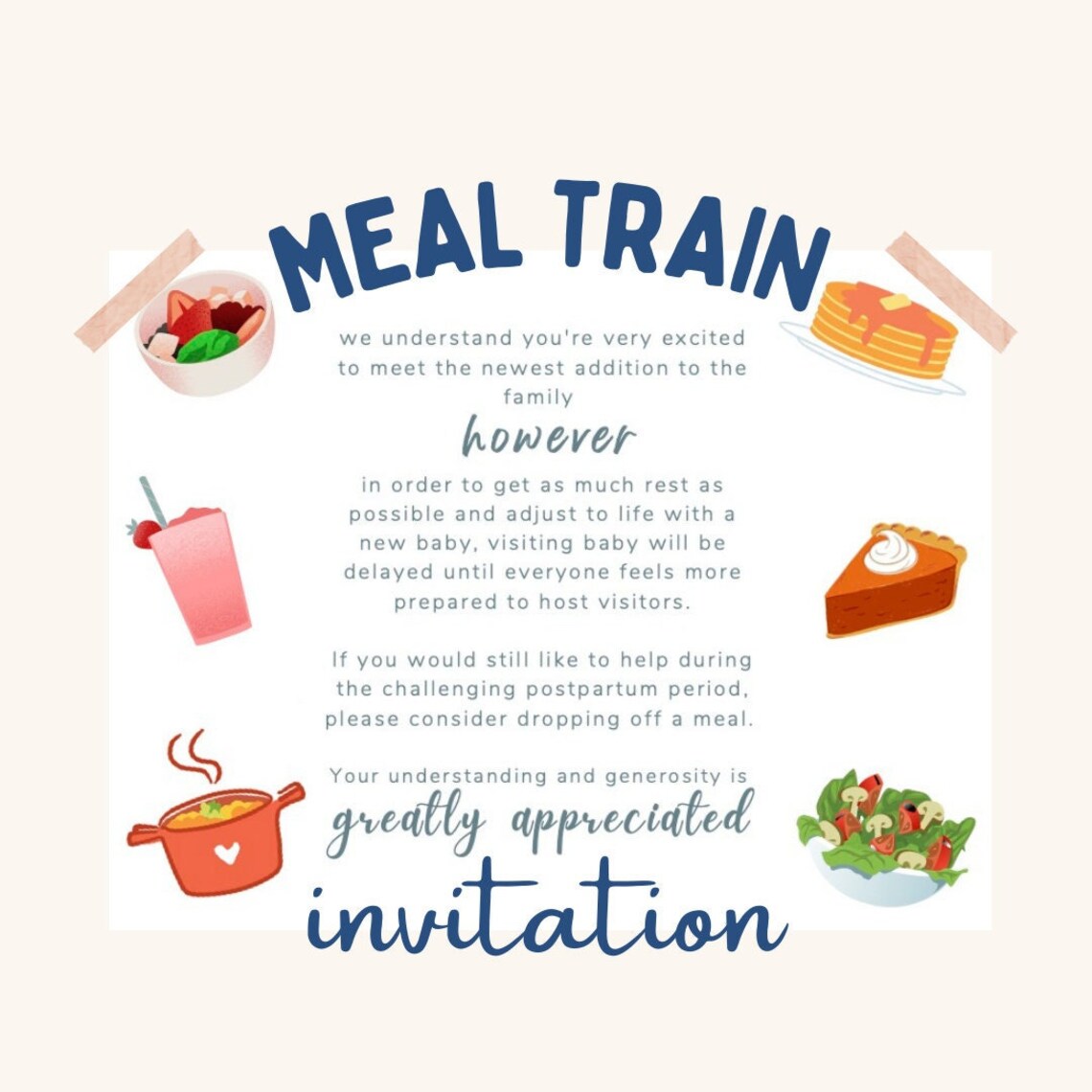 Printable Meal Train Invitation Sign Etsy