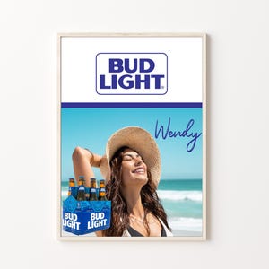 Bud Light Custom Poster. Gift for Boyfriend, Gift for Husband, Gift for Girlfriend, Man Cave, Anniversary Gift, Beer Poster