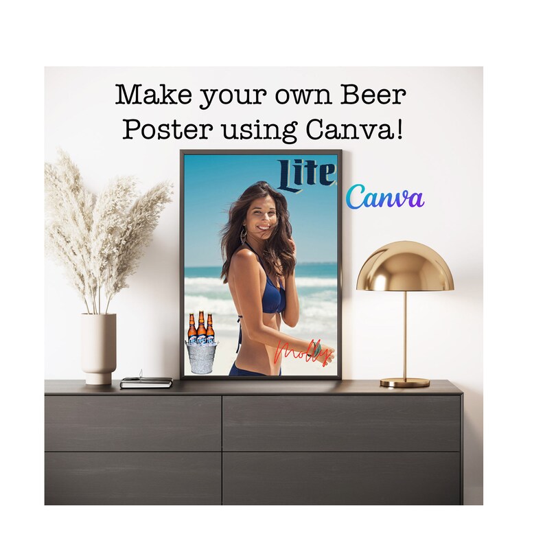 Miller Lite Digital Custom Beer Poster. Make Your Own Beer Poster, Gift