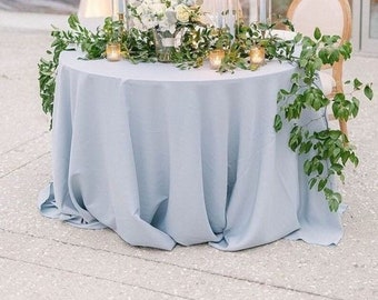 132” Inches Dusty Blue Round Table Cloth Boho Wedding Decor Table Cover Cotton Round For Home Décor