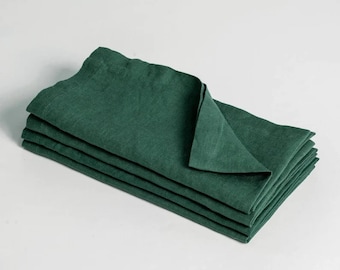 Lot de 100 serviettes de table vertes Serviettes de table en coton faites main Décoration de mariage Serviettes de table vert chasseur