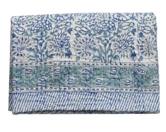 Bloc de couette Kantha indien imprimé à la main floral roi Kantha couette simple pur coton Kantha Boho couvre-lit couvre-lit queen size