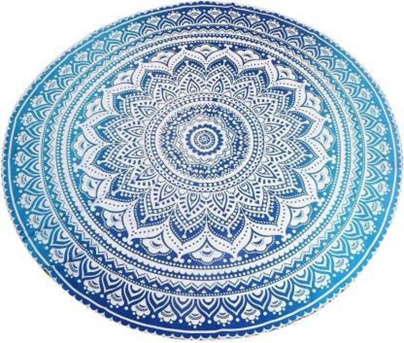 Round Table Cover Bohemia Indian Mandala Table Cloth Fabric Peacock Father Tablecloth 100% Cotton Kitchen Round Tablecloth Boho Roundie round 08