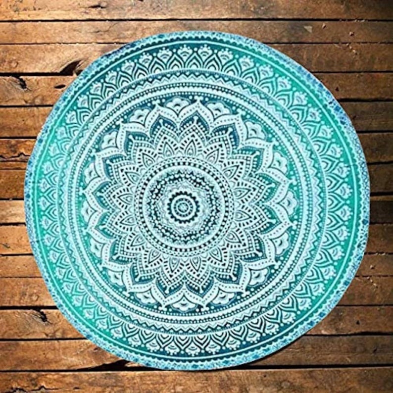 Round Table Cover Bohemia Indian Mandala Table Cloth Fabric Peacock Father Tablecloth 100% Cotton Kitchen Round Tablecloth Boho Roundie round 07