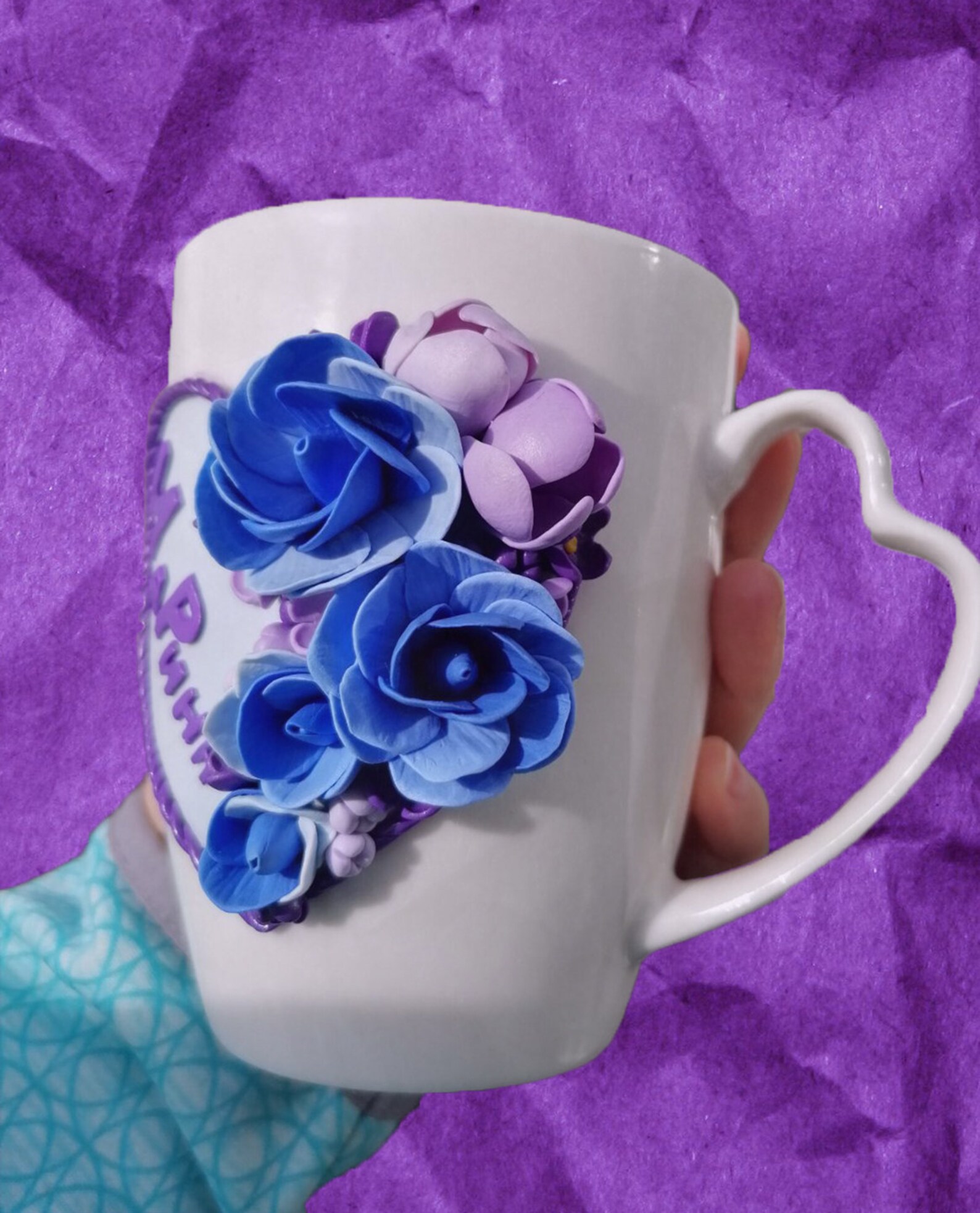 Polymer Clay Mug With Attractive Composition of Roses Lilacs Etsy