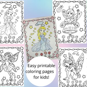 20 pages of Cute Fairy Coloring activities for kids (5-10 y/o)