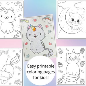 21 pages of Cute Kitten coloring pages for kids (2-6 y/o)