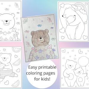 20 pages of Bear Coloring activities for kids (2-6 y/o)