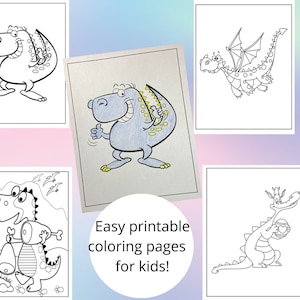 22 pages of friendly cartoon dinosaur coloring activities for kids (2-6 y/o)