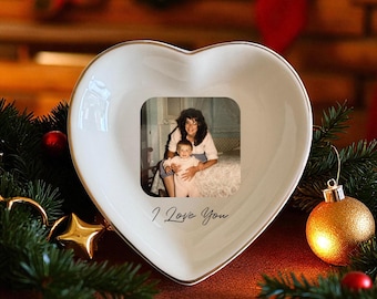 Custom Photo Ring Dish. Personalized Jewelry Tray with Picture. I Love You Trinket Plate for Mom or Grandma. Mom Gift From Daughter.