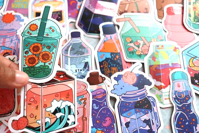 Mystic Bag Cute Aesthetic Drink Sticker Pastel Color Stickers for