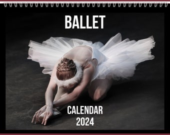 Calendrier de ballet 2024, idée cadeau pour les amateurs de ballet | Calendrier mural ballet pour femme ou homme | Beau calendrier de 12 mois