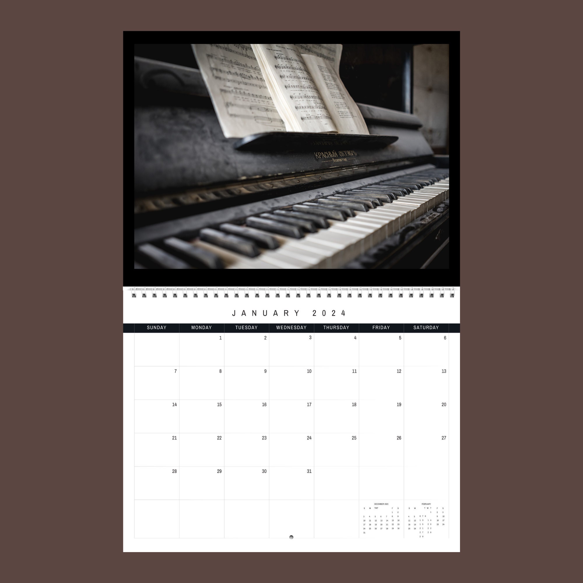 Piano Calendar 2024 Gift Idea for Piano Lovers Piano Pianist Gift Wall ...