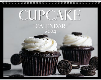 Cupcake Calendar 2024 Gift Idea For Cupcake Lovers | Cupcake Wall Calendar Present For Women or Men | Beautiful 12 Month Calendar