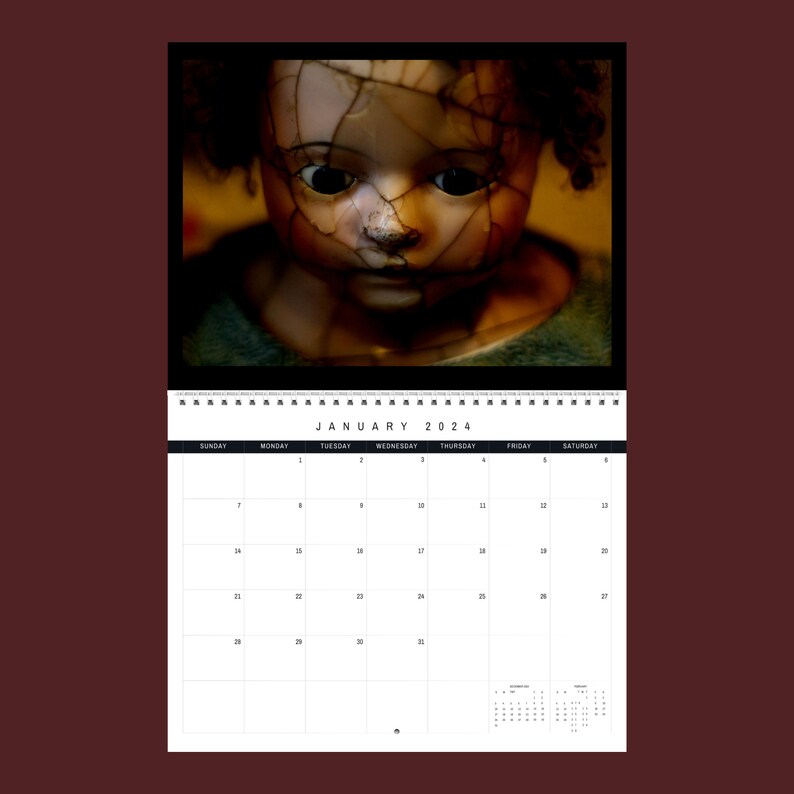 Horror Calendar 2024 Gift Idea for Horror Lovers Dark Scary Movie Wall