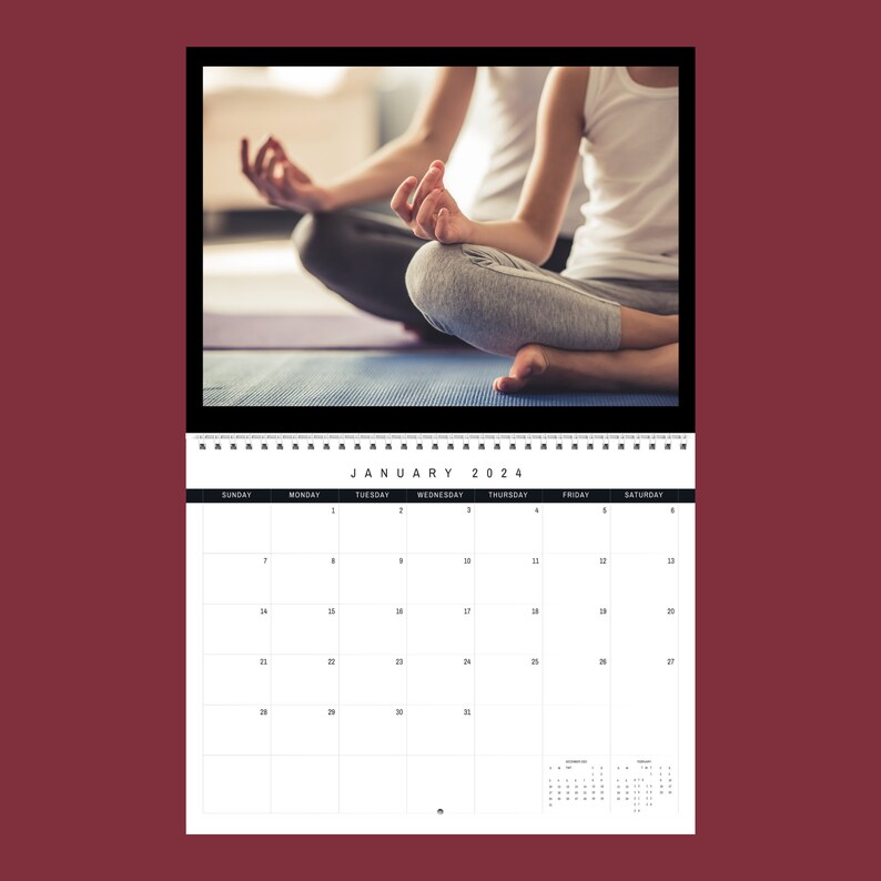 Yoga Calendar 2024 Gift Idea for Yoga Lovers Yoga Wall Calendar Present