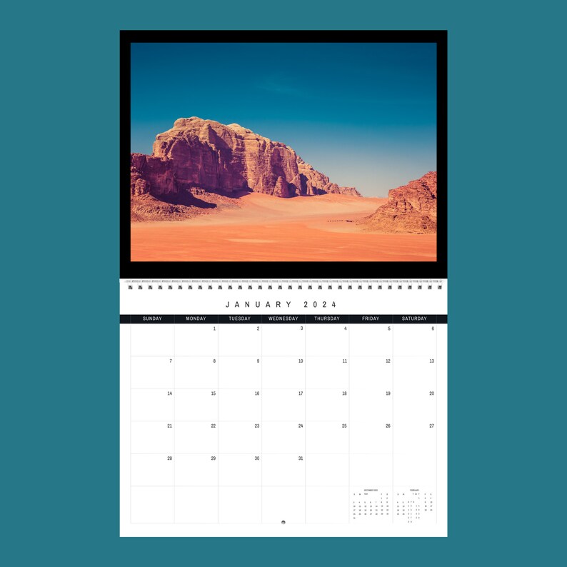 Desert Calendar 2024 Gift Idea for Desert Lovers Wall Calendar Present