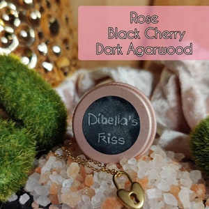 Solid perfume in a jar or Balm Stick "Dibella's Kiss" (Rose, Black Cherry, Dark Agarwood)