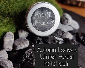 Solid perfume in a jar or Balm Stick "Misty Mountains" (Autumn Leaves, Forest, Patchouli)