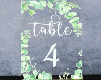 Eucalyptus Wedding Table Numbers