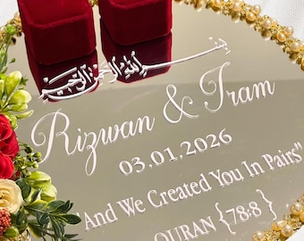 Ring Plate Vinyl Decal, Personalised Nikkah Thaal sticker, Islamic Vinyl Decor, Muslim Wedding Engagement