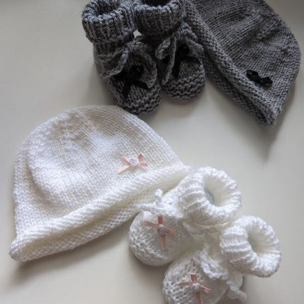 Babyset Erstlingsset Geburtsgeschenk Mütze und Schuhe Gr. 56