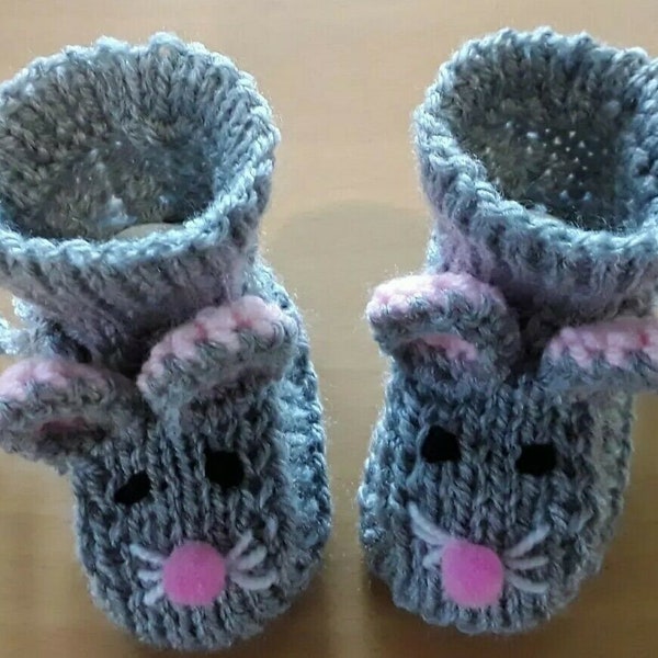 Babyschuhe Erstlingsschuhe Maus gestrickt  Mäuseschuhe