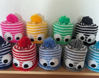 Klohut Klorollenhut Klopapierhut gestrickt geringelt Farbe wählen