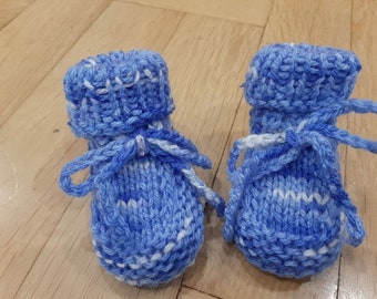 Baby shoes first shoes knitted blue mottled