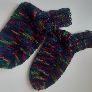 Babysocken gestrickt 12 cm 6-9 Monate Gr. 18/19 nachtblau bunt