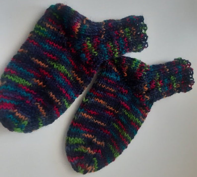 Babysocken gestrickt 12 cm 6-9 Monate Gr. 18/19 nachtblau bunt