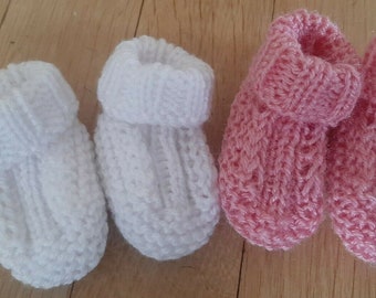 2er Set Babyschuhe Erstlingsschuhe gestrickt 0-3 Monate