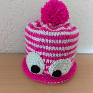 Klohut Klorollenhut Klopapierhut gestrickt geringelt Farbe wählen pink