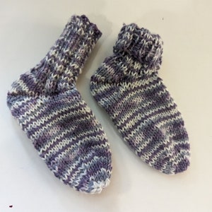 Babysocken gestrickt 12 cm 6-9 Monate Gr. 18/19 flieder meliert