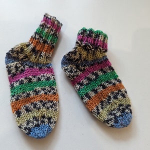 Babysocken gestrickt 12 cm 6-9 Monate Gr. 18/19 bunte Streifen