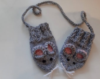 Babyhandschuhe Winterhandschuhe Fäustlinge gestrickt Maus