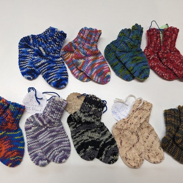 Baby socks knitted first socks 10 cm 3-6 months