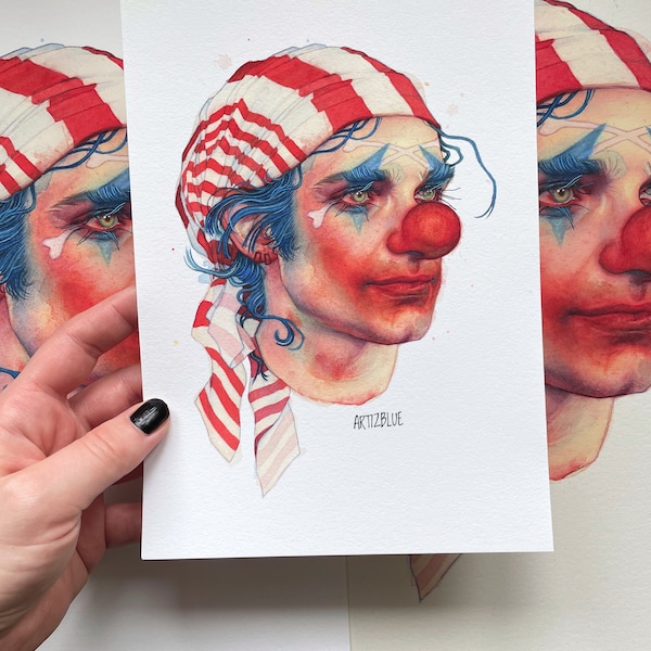 Clown A5 Art Print postcard