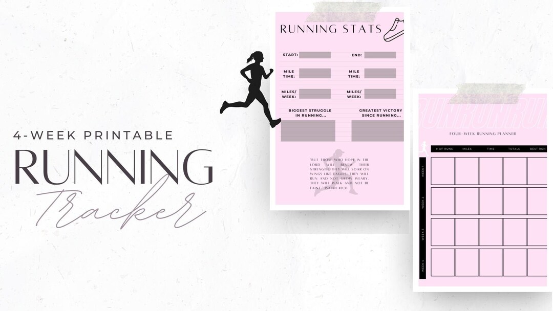 4 Week Printable Running Tracker / Create Your Own Running Program, Set