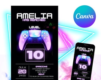 Gaming Birthday Invitation: Editable Video Game Party (Digital Download)