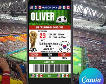 Korea Football Invitation Editable Template, Spain Soccer Party Invitation, Digital Download Birthday Invite
