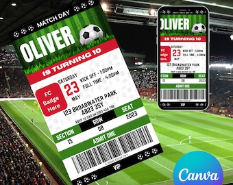 AJAX Football Birthday Party Invitation: Editable Ticket (Digital)