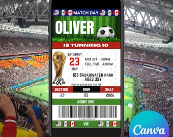 World Cup Football Invitation Editable Template, Soccer Party Invitation, Digital Download Birthday Invite