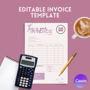 Editable Invoice Template for Canva | 8 Colours | Customisable PDF for Small Business, Freelancers, Branding | Printable Digital Download