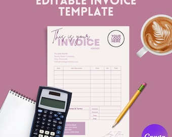 Editable Invoice Template for Canva: 8 Colors (Digital Download)
