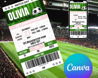 PSG Football Party Invitation: Editable Ticket (Digital Download)