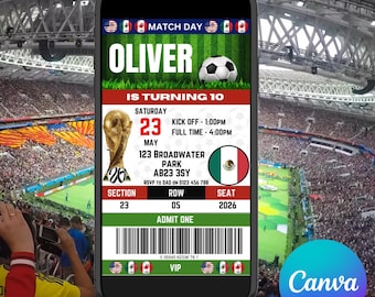 Mexico Football Invitation Editable Template, Spain Soccer Party Invitation, Digital Download Birthday Invite