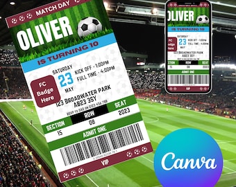 West Ham Football Party Invitation: Kids Birthday (Digital Editable)